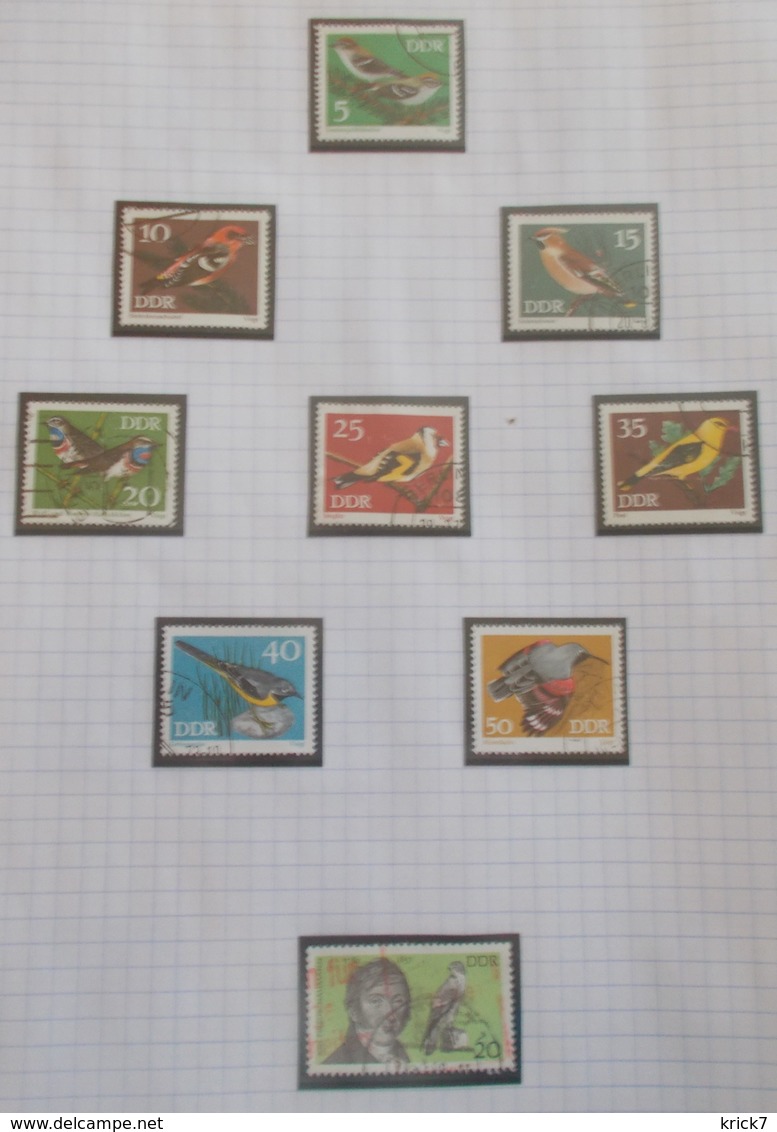 Thématique "Oiseaux" Timbres Obl. De La D.D.R. ( 6 Scans ) - Collections, Lots & Series