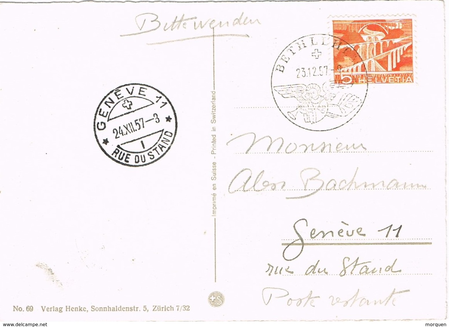 27835. Tarjeta BETHLEHEM (Berma) 1957 To Geneve - Lettres & Documents