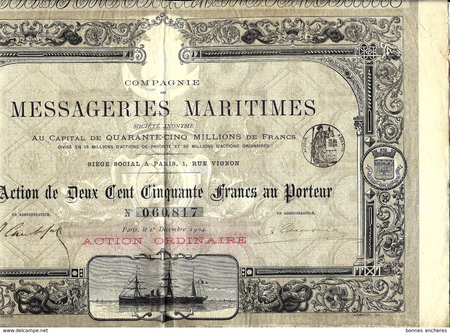 RARE VOIR HISTORIQUE  MESSAGERIES MARITIMES  1904 IMPRIMERIE CHAIX V. DESCRIPTION - Navy