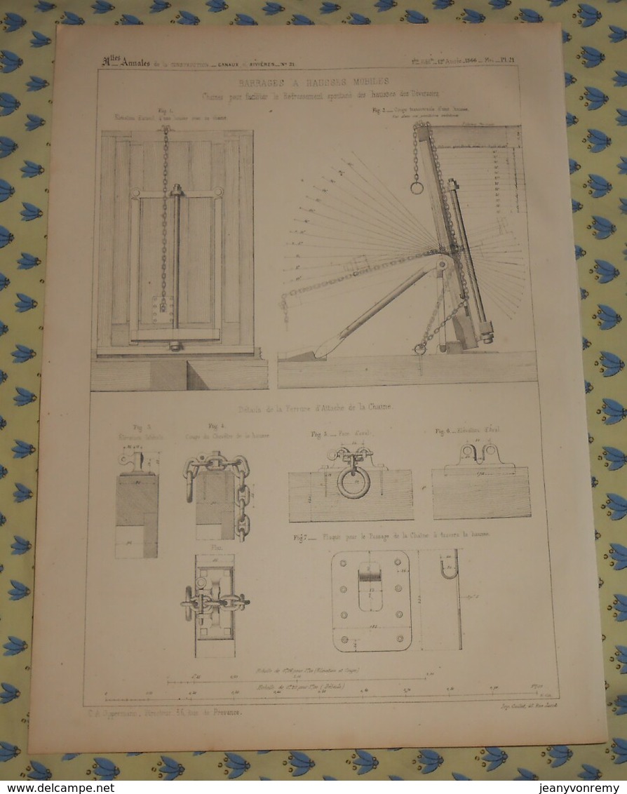 Plan De Barrages à Hausses Mobiles. 1866 - Obras Públicas