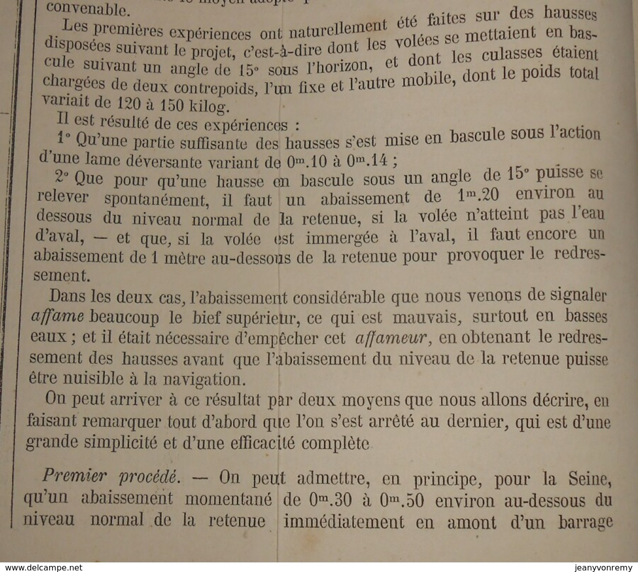 Plan De Barrages à Hausses Mobiles. 1866 - Arbeitsbeschaffung