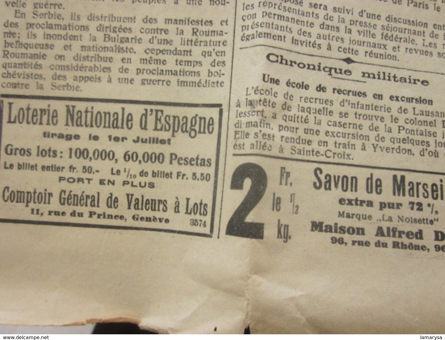 LA SUISSE GENÈVE DERNIÈRES NOUVELLES DE LA NUIT JOURNAL QUOTIDIEN N° 81 LUNDI 30 MAI 1919 APRES GUERRE LIRE TITRES. PUBS