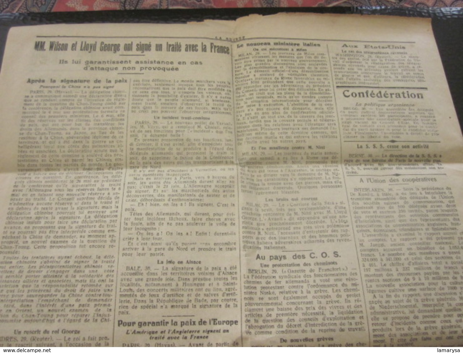 LA SUISSE GENÈVE DERNIÈRES NOUVELLES DE LA NUIT JOURNAL QUOTIDIEN N° 81 LUNDI 30 MAI 1919 APRES GUERRE LIRE TITRES. PUBS