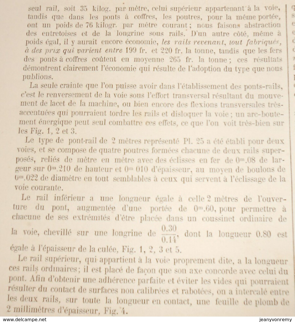 Plan D'un Type De Pont-Rail De 2 Mètres D'ouverture Des Chemins De Fer Des Charentes. 1866 - Public Works