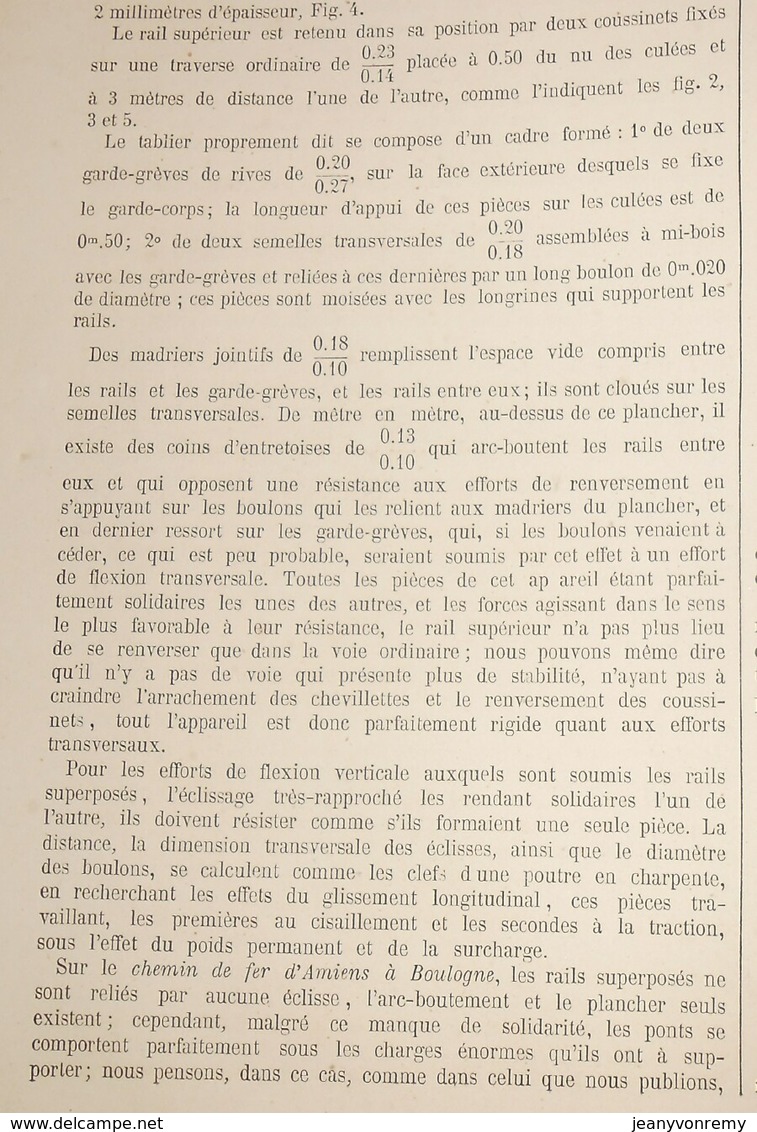 Plan D'un Type De Pont-Rail De 2 Mètres D'ouverture Des Chemins De Fer Des Charentes. 1866 - Travaux Publics