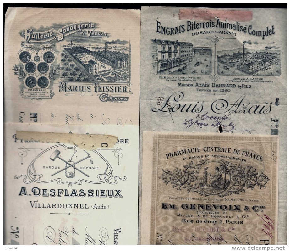 SUPER LOT 17 LETTRES DE CHANGE AVEC EN-TËTE- BELLES ILLUSTRATIONS- USINES-  DEBUT XX° S- LIEUX DIVERS- 5 SCANS - Bills Of Exchange