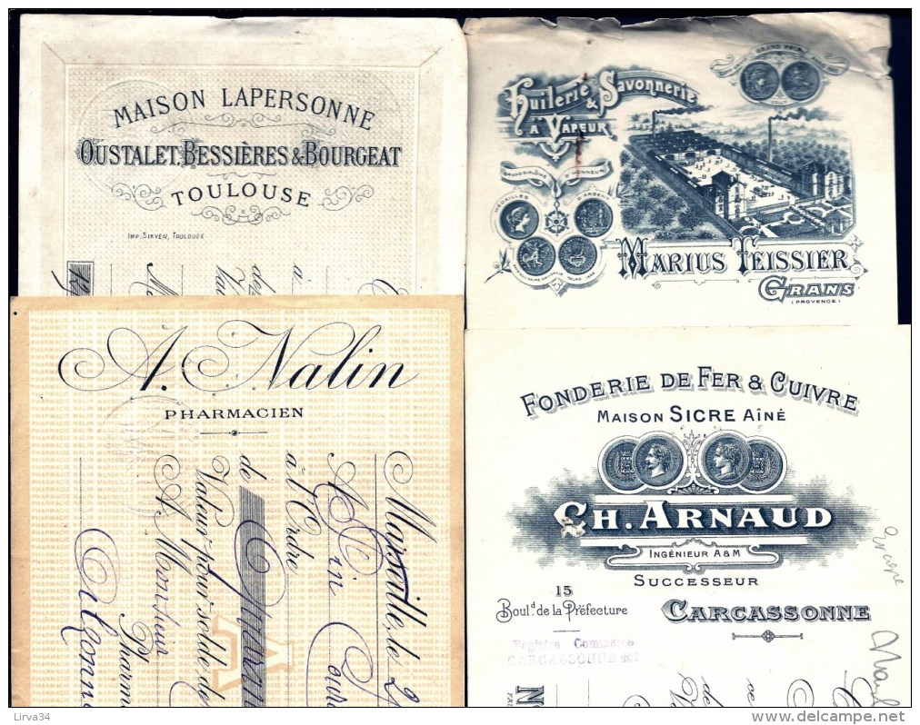 SUPER LOT 17 LETTRES DE CHANGE AVEC EN-TËTE- BELLES ILLUSTRATIONS- USINES-  DEBUT XX° S- LIEUX DIVERS- 6 SCANS - Lettres De Change