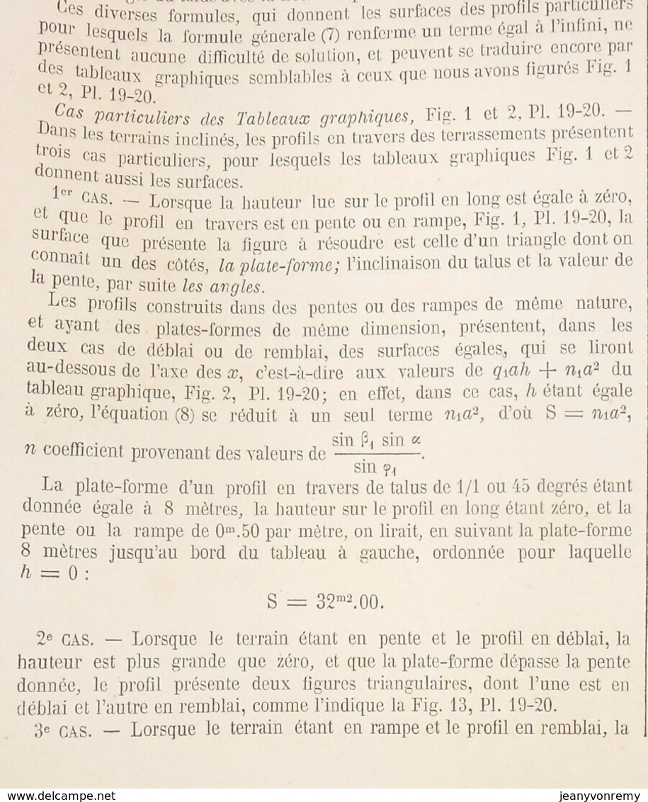 Plan de tableaux graphiques pour des profils de terrassements. Compagnie des Chemins de Fer des Charentes. 1866