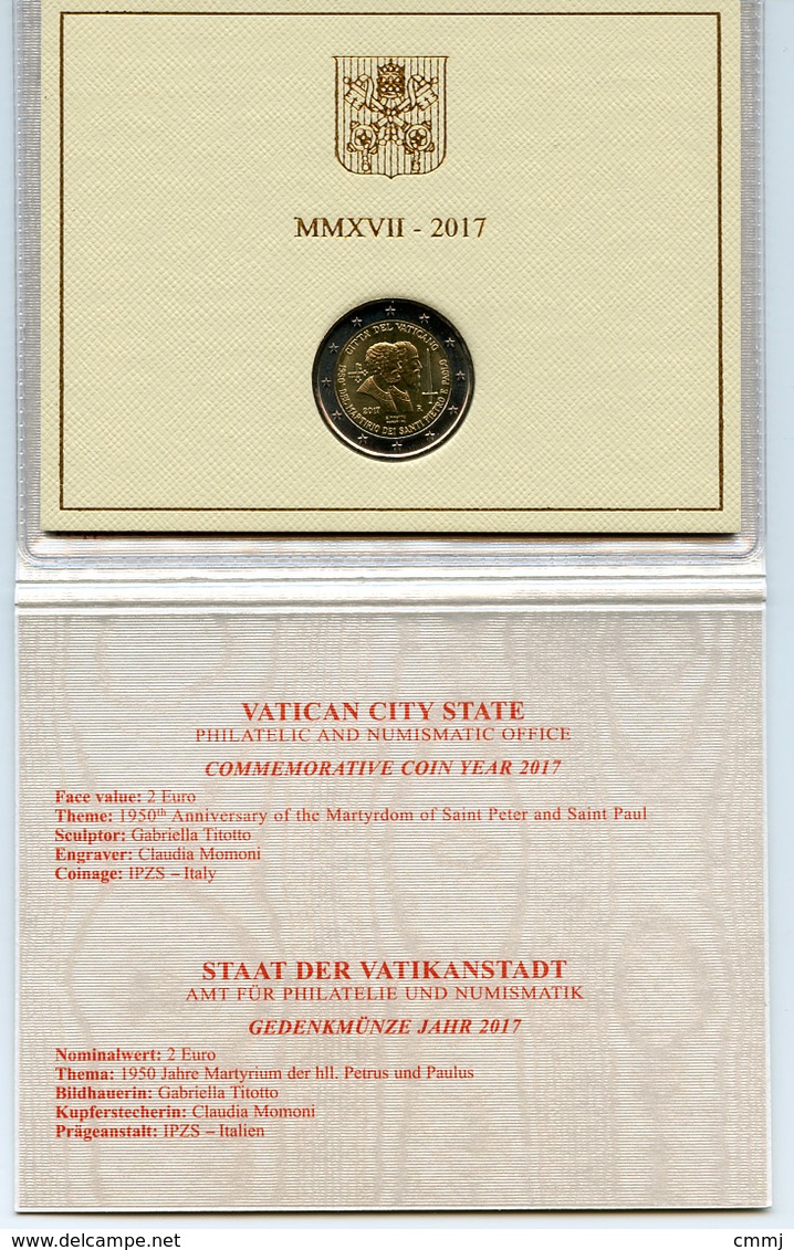 2017 - VATICANO - VATICAN -  - PONTIFICATO DI PAPA FRANCESCO - MONETA COMMEMORATIVA 2 EURO - ANNO 2017 - Vaticano