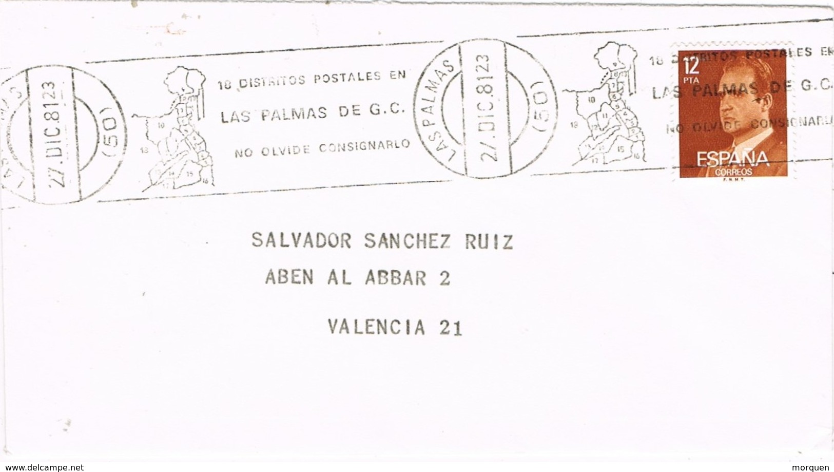 27846. Carta LAS PALMAS (Canarias) 1981. Rodillo Distritos Postales Las Palmas - Cartas & Documentos