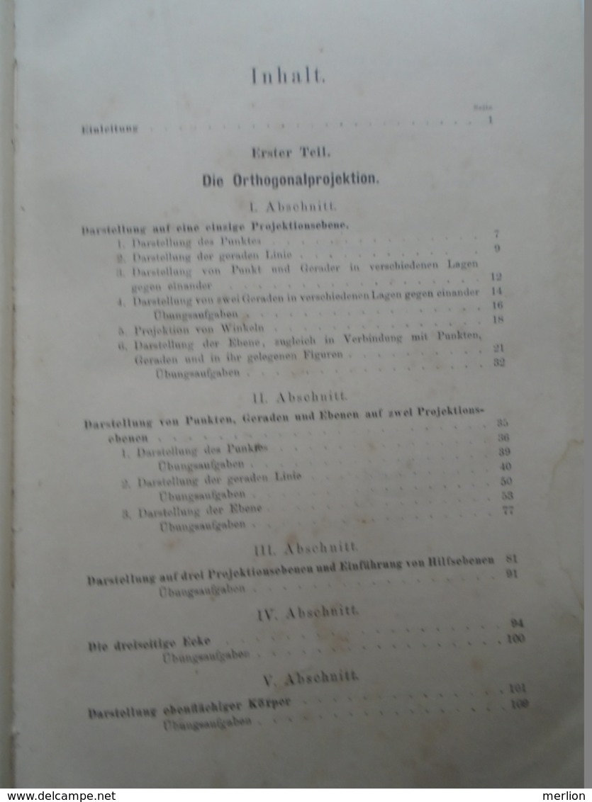 B005   Lehrbuch  Der Darstellenden Geometrie Von Karl Vetters -  Hannover 1902  -Chemnitz 1902 - Libros Antiguos Y De Colección