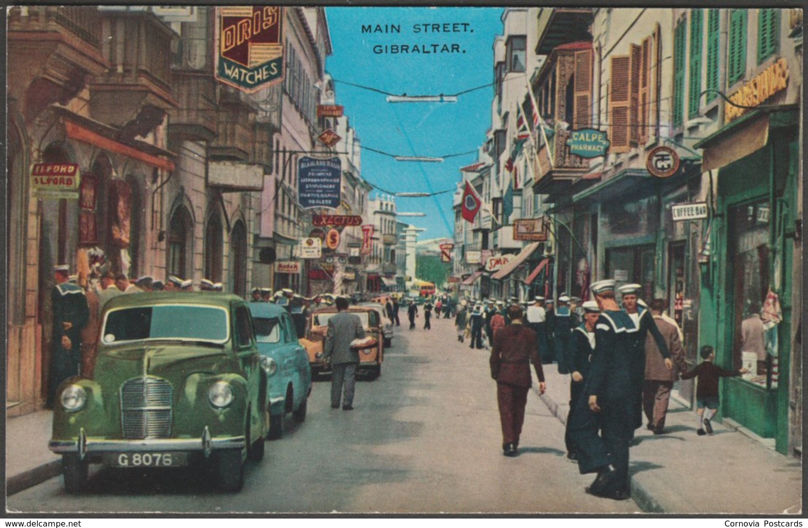 Main Street, Gibraltar, C.1950s - Valenrock Series Postcard - Gibraltar