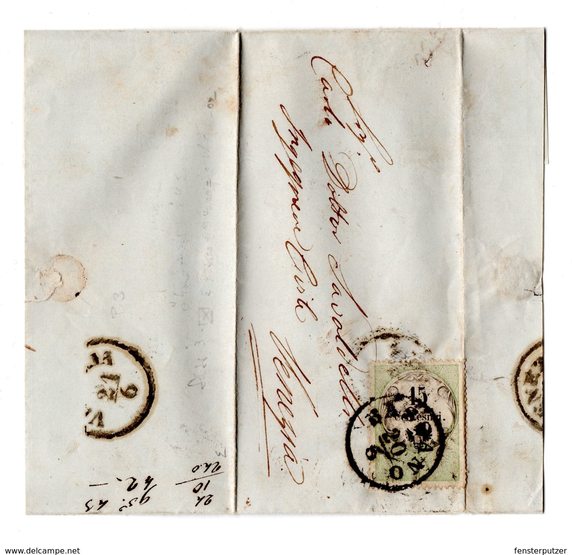 Brief Mit 15 Centesimi Stempelmarke Postalisch Von Bassano Nach Venezia - RR - Lombardo-Venetien