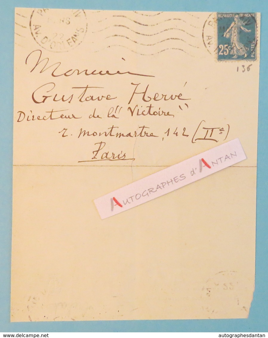 L.A.S 1922 GASTON TRELAT Architecte > Gustave HERVE " La Victoire " - Ecole Spéciale D'Architecture - Lettre Autographe - Autres & Non Classés