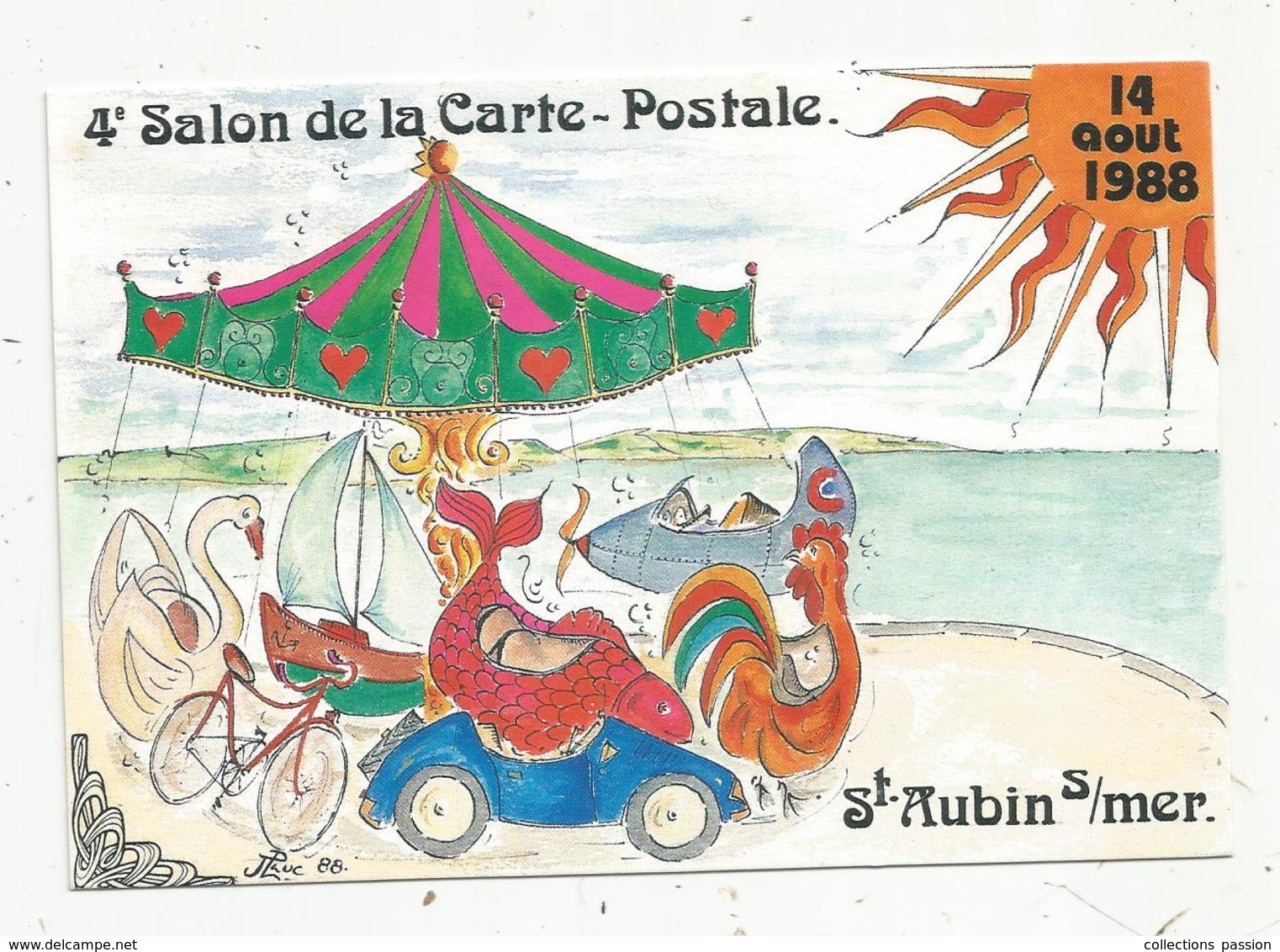 Cp, 4 E Salon De La Carte Postale Et Toutes Collections, St Aubin S/mer , Illustrateur Jean Luc Périgault , Vierge - Borse E Saloni Del Collezionismo