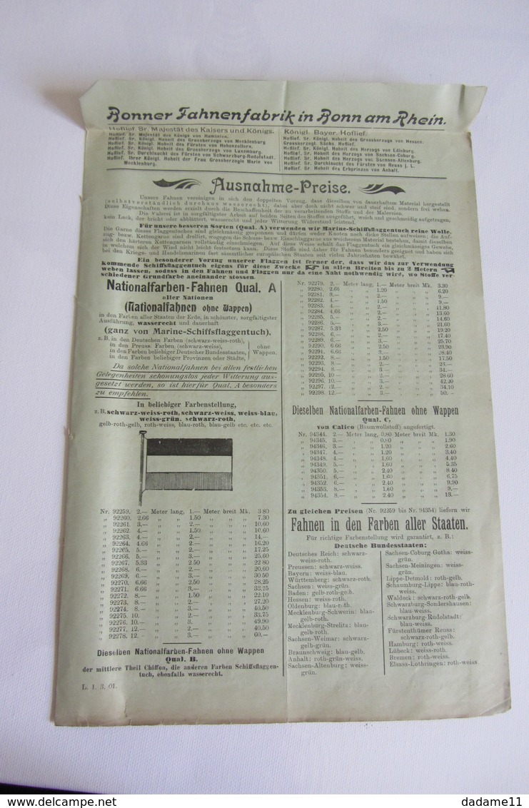 Document Publicitaire  Pour L'achat De Drapeaux Et Autres Avant 1900 Est Ronner In Ronn Am Rhein - 1800 – 1899