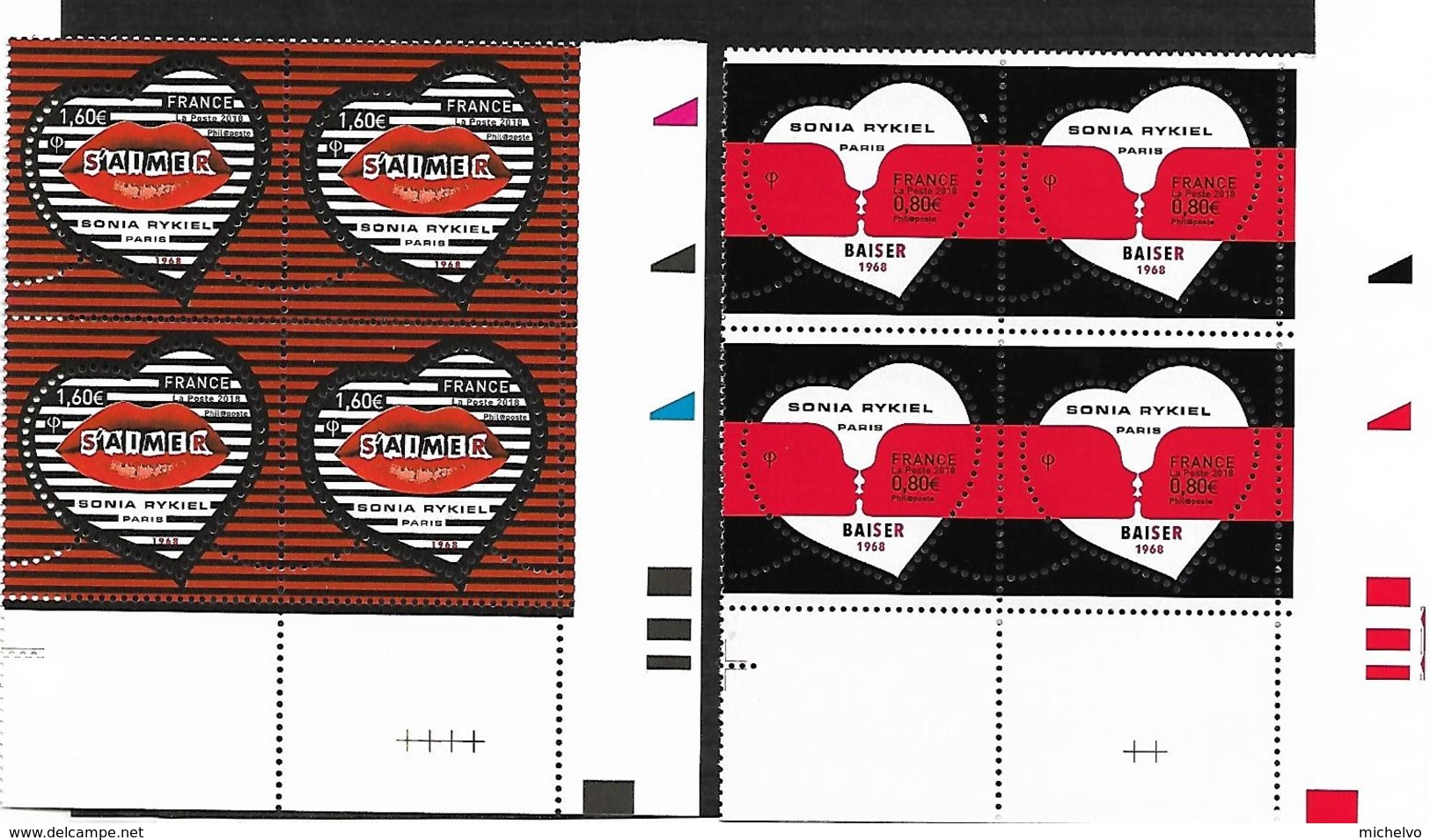 France 2018 - Yv N° 5198 Et 5199 ** - Coeur "Sonia Rykiel"  (Gommés - 0.80 € Et 1.60 €) - Mi N° 6939 Et 6940) - Unused Stamps