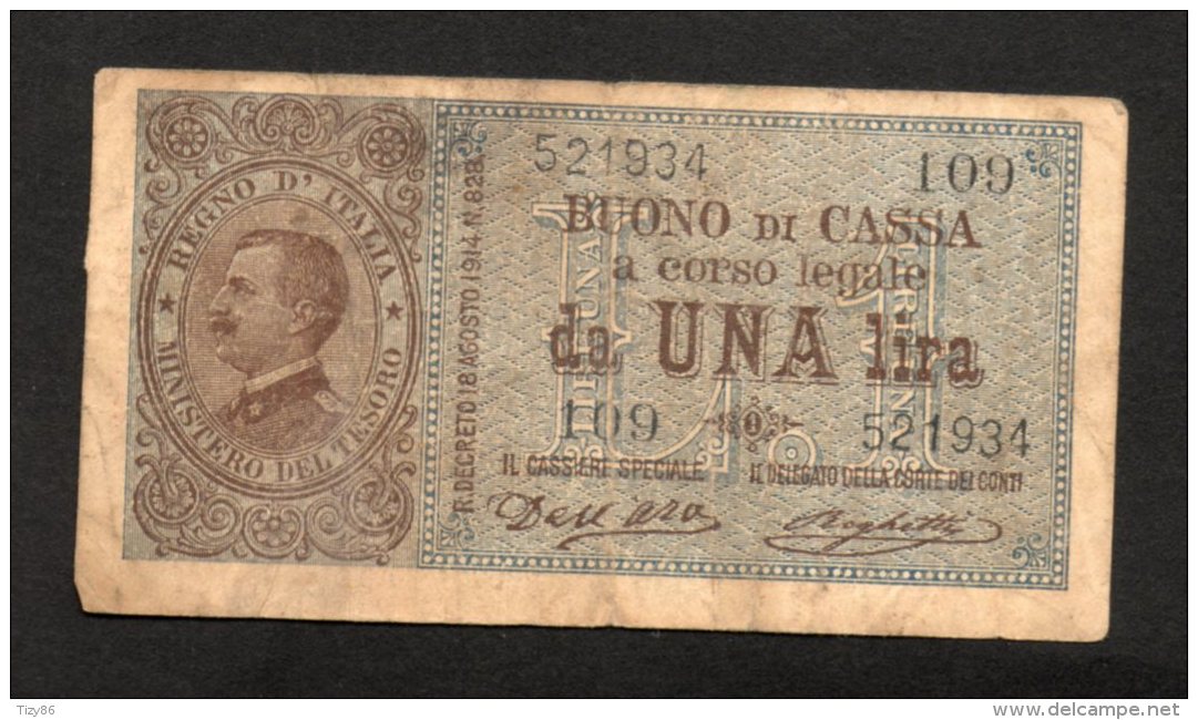 Banconota Buono Di Cassa 1 Lira 1914 (Dell'Ara, Righetti) - Altri & Non Classificati