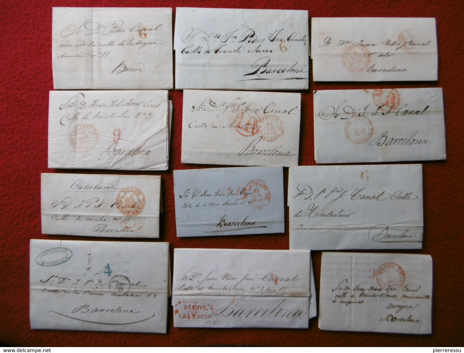 PREFILATELIA ESPANA LOT LETTRES PREPHILATELIE ESPAGNE Archives CANAL 58 Pieces - ...-1850 Préphilatélie