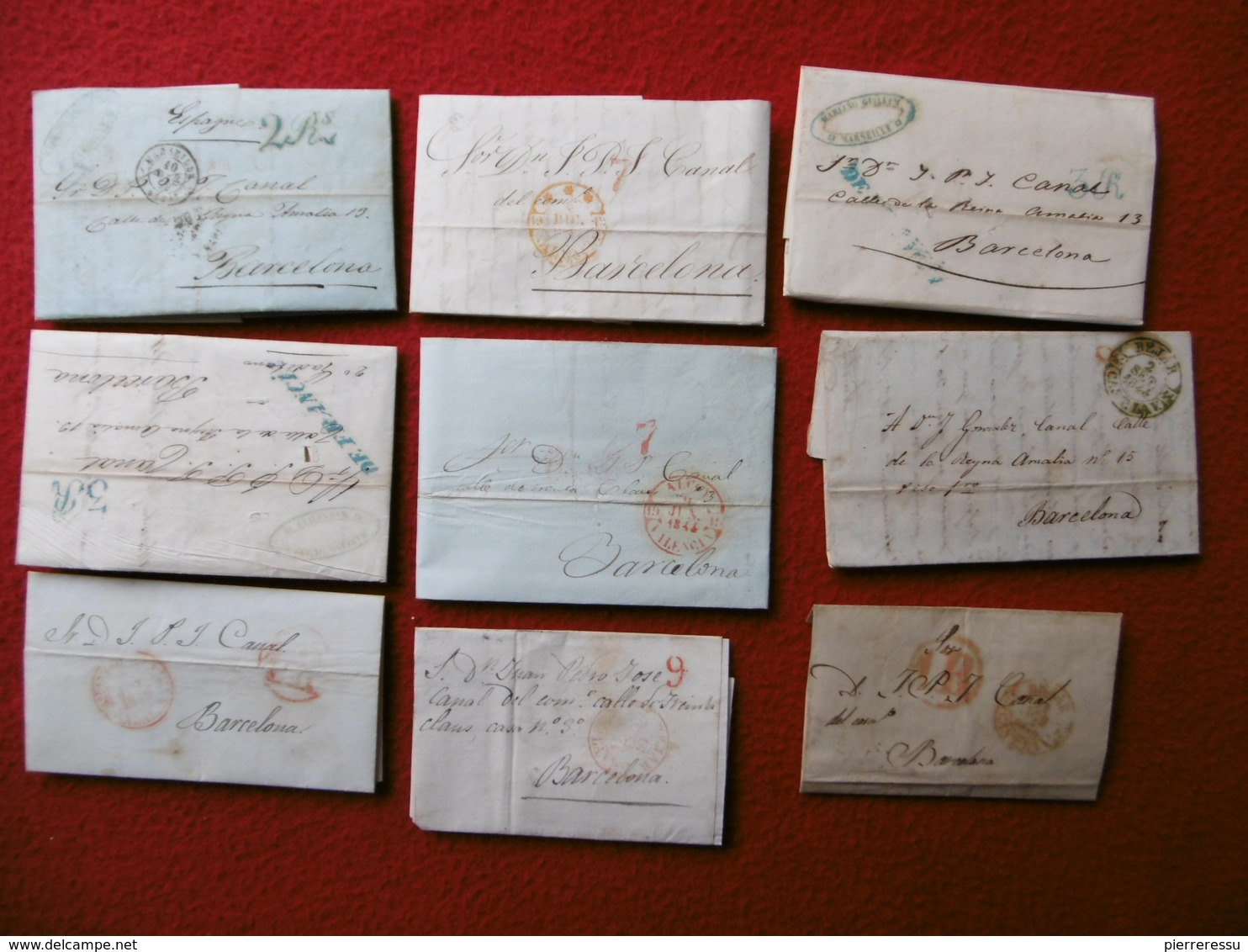 PREFILATELIA ESPANA LOT LETTRES PREPHILATELIE ESPAGNE archives CANAL 58 pieces