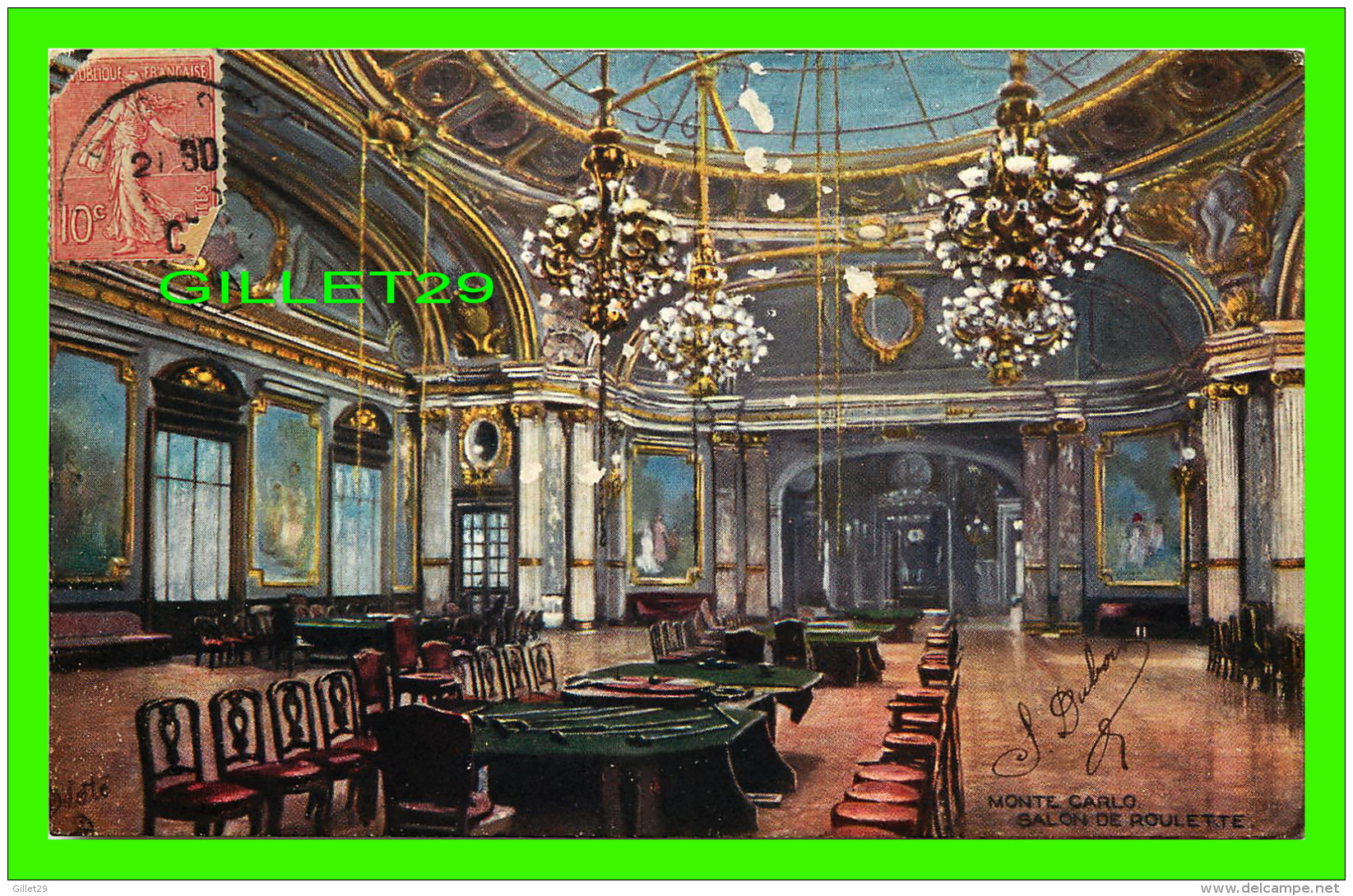 MONTE CARLO - TSALON DE LA ROULETTE - CIRCULÉE EN 1907 - RAPHAEL TUCK &amp; FILS LTD - - Monte-Carlo