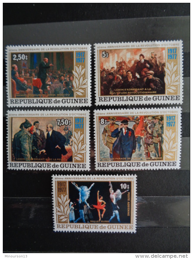 GUINEE 1977 Y&amp;T N° 622 à 625 ** + P.A N° 134 &amp; 135 ** - 60e ANNIV. DE LA REVOLUTION D'OCTOBRE - Guinée (1958-...)