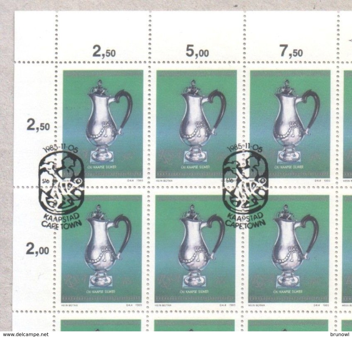 South Africa 1985 Silver Objects Set Sheets Of CTO Stamps Special Cancellation FDI - Blocs-feuillets