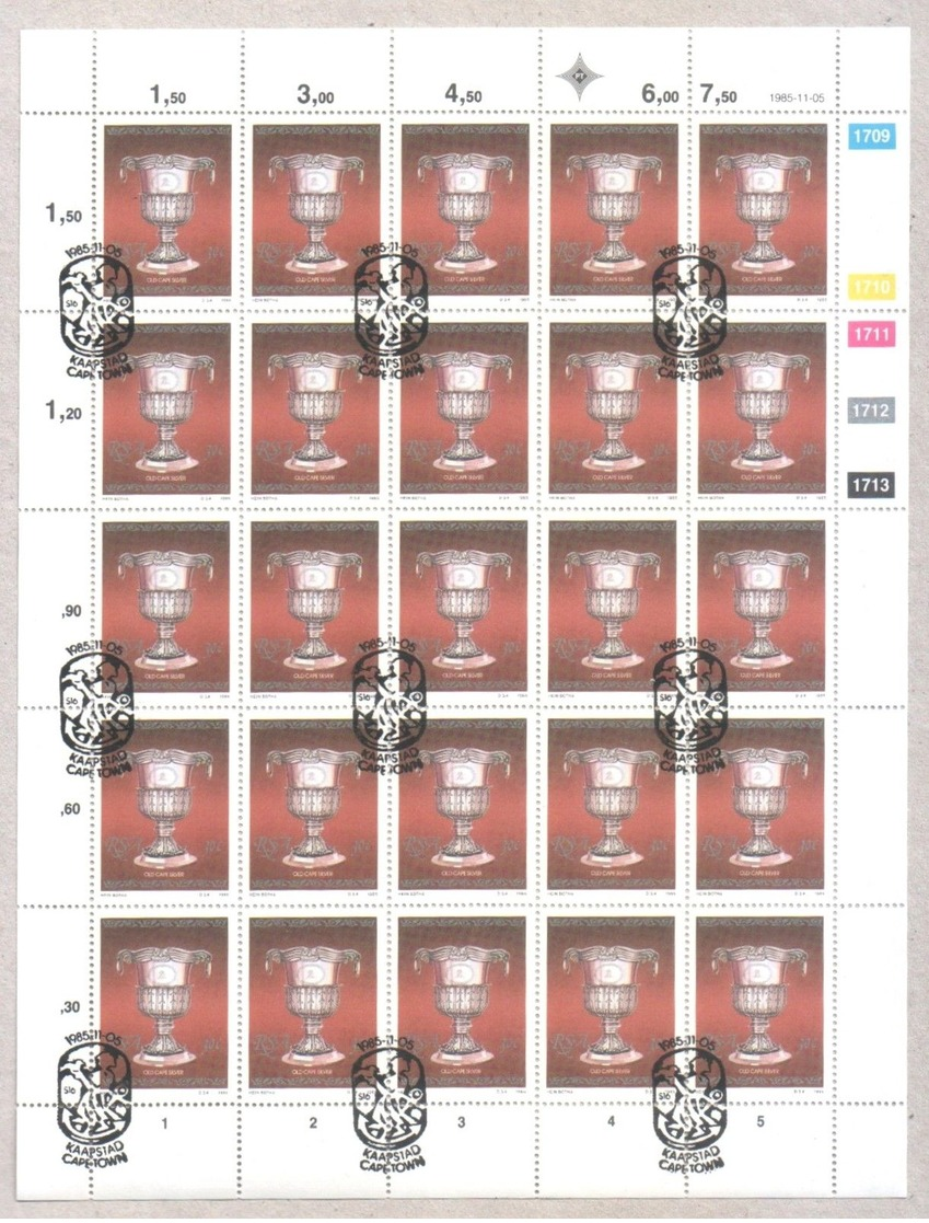 South Africa 1985 Silver Objects Set Sheets Of CTO Stamps Special Cancellation FDI - Blocs-feuillets