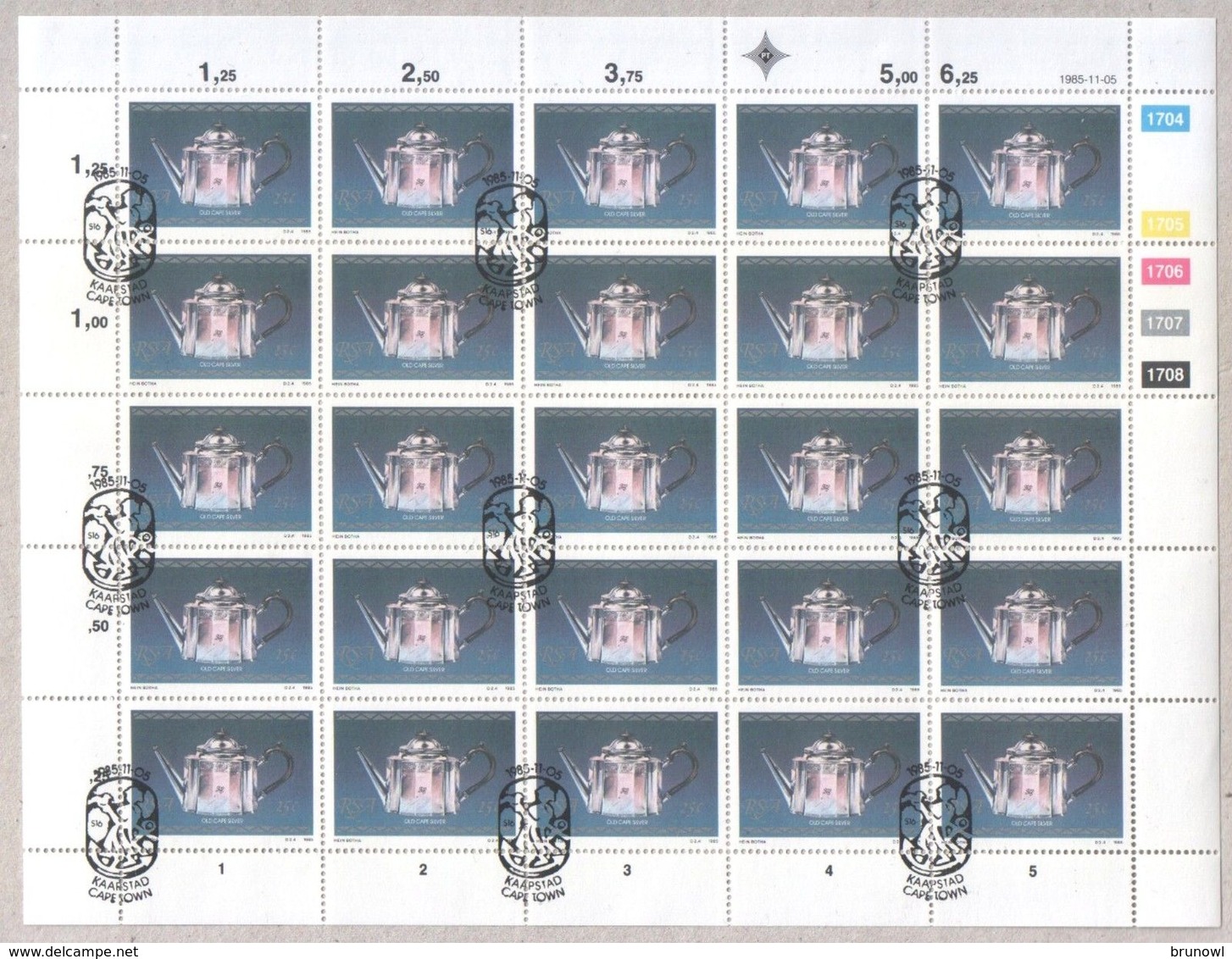 South Africa 1985 Silver Objects Set Sheets Of CTO Stamps Special Cancellation FDI - Blocs-feuillets