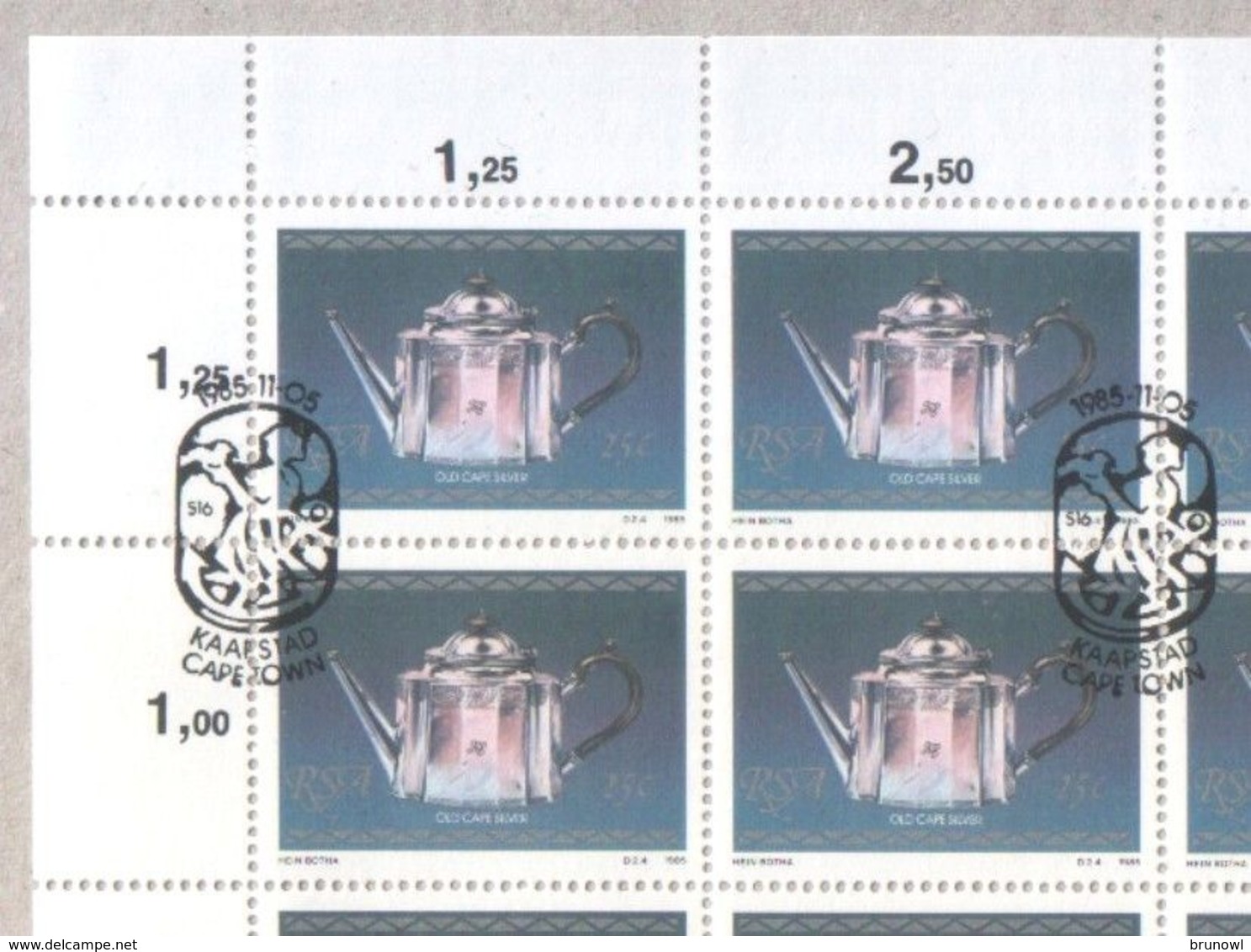 South Africa 1985 Silver Objects Set Sheets of CTO Stamps Special Cancellation FDI