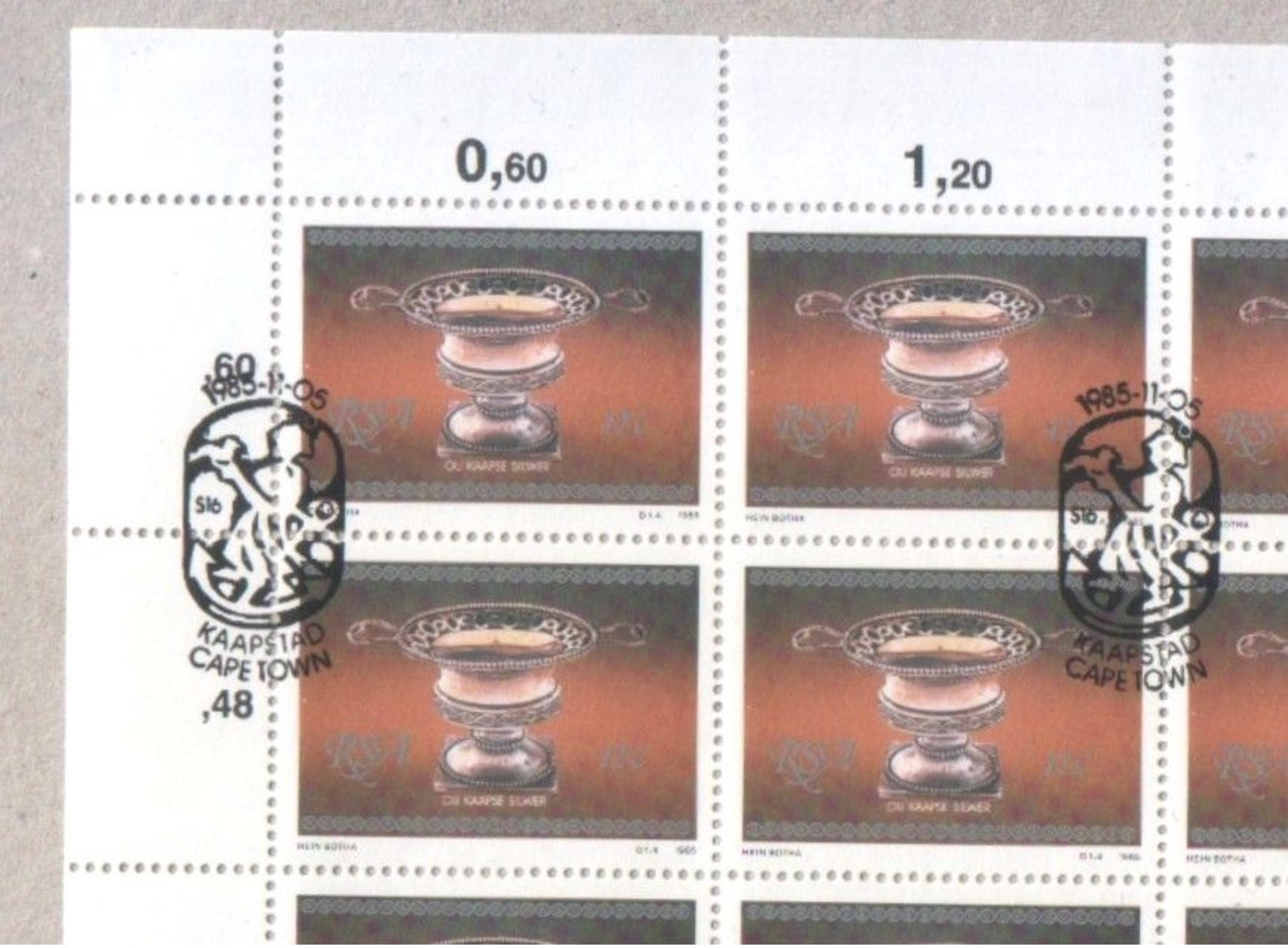 South Africa 1985 Silver Objects Set Sheets of CTO Stamps Special Cancellation FDI