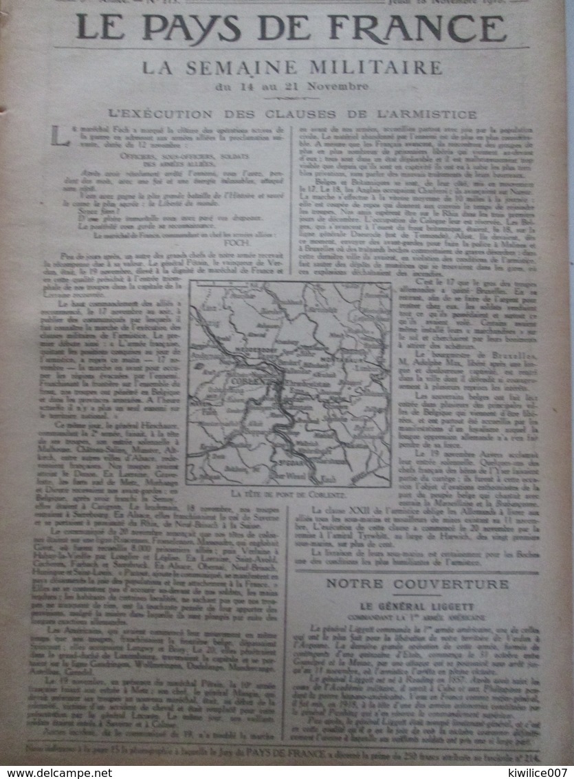 La Grande Guerre  14-18 La Semaine Militaire Du 14 Au 21 Novembre 1918 Tete De Pont De COBLENTZ Coblence + Carte Front - Sin Clasificación