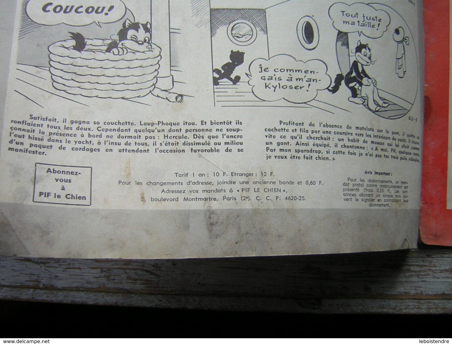 PIF LE CHIEN  N° 63 MAI 1963 ATTENTION MAUVAIS ETAT