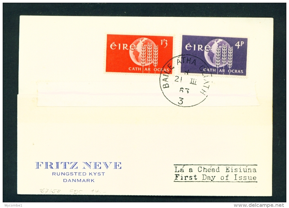 IRELAND  -  1963  Freedom From Hunger  FDC (on Card) - FDC