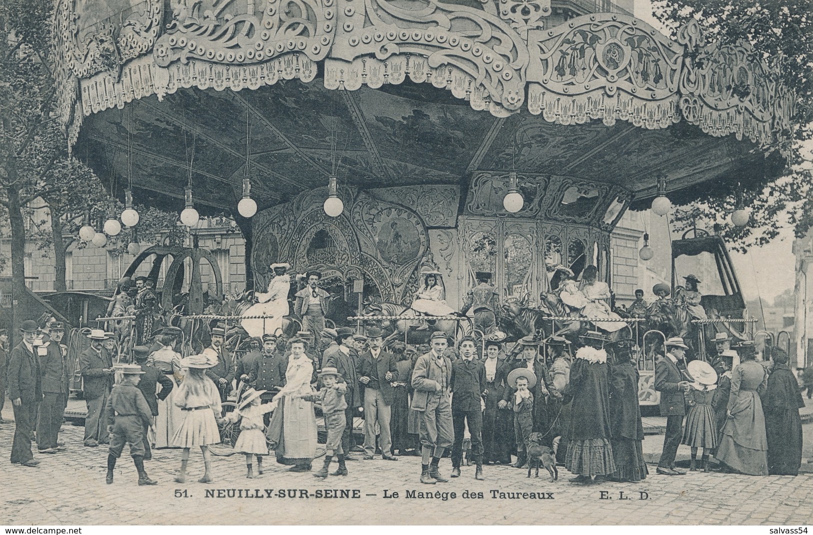 92) NEUILLY-SUR-SEINE : Fête Foraine - Le Manège Des Taureaux (1906) Qualité TOP !!! - Neuilly Sur Seine