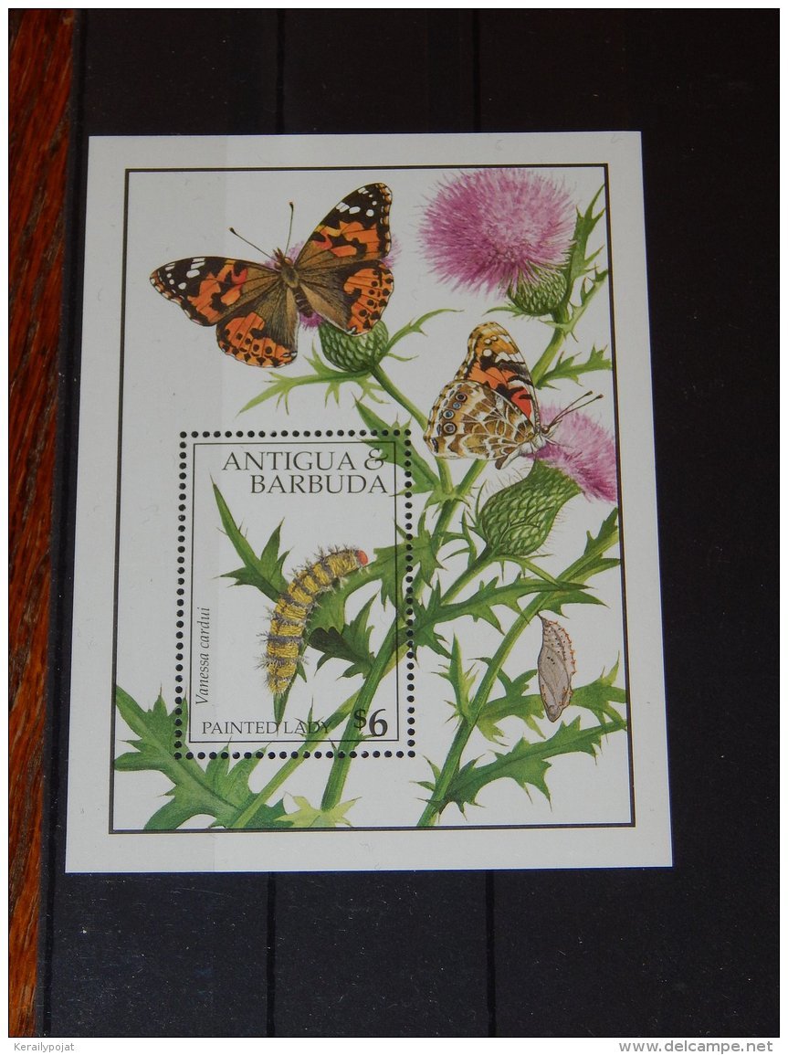 Antigua - 1991 Butterflies Block (2) MNH__(TH-13189) - Antigua And Barbuda (1981-...)