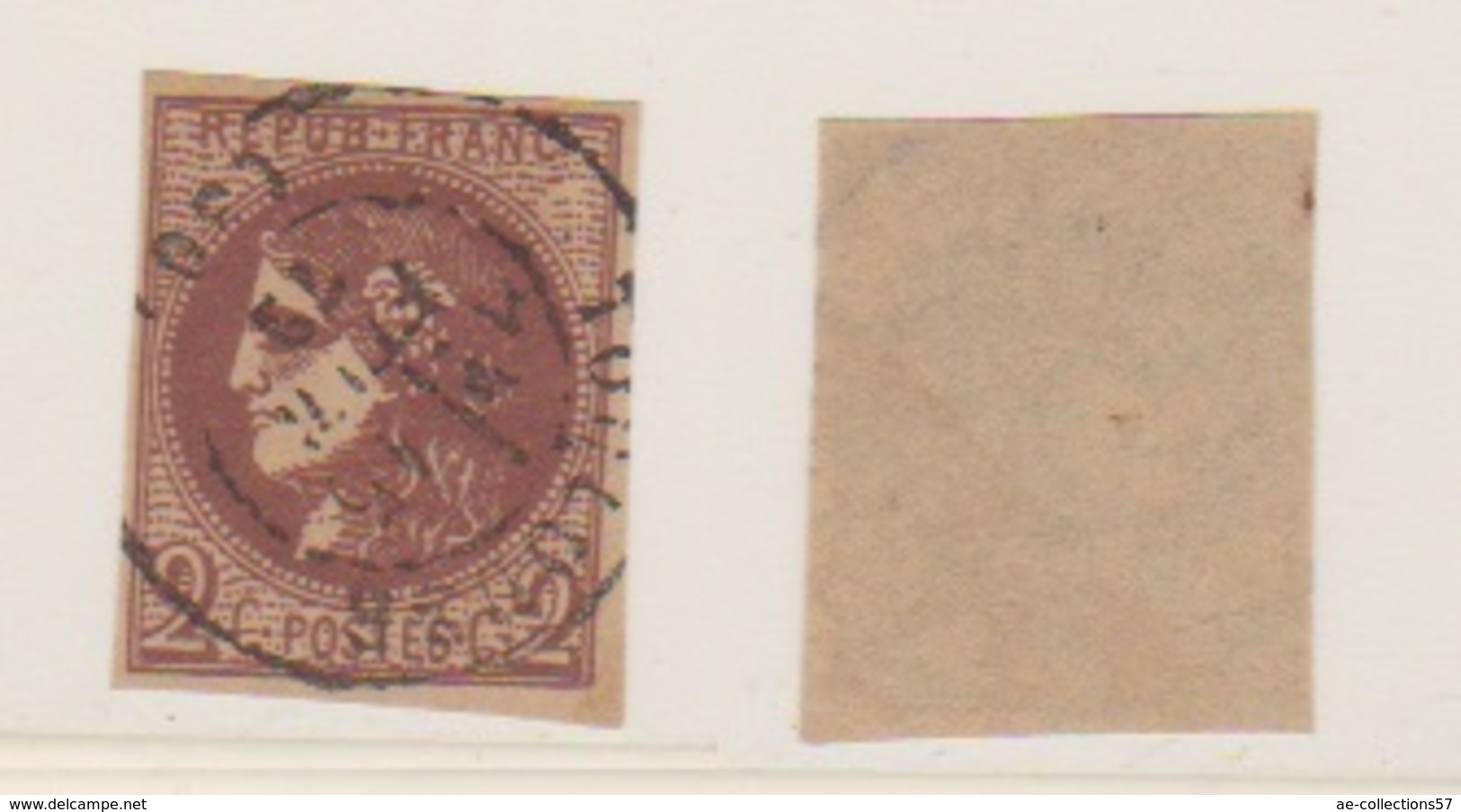 N 40 B / 2 Centimes Brun Rouge / Report 2 / Oblitéré - 1870 Emission De Bordeaux