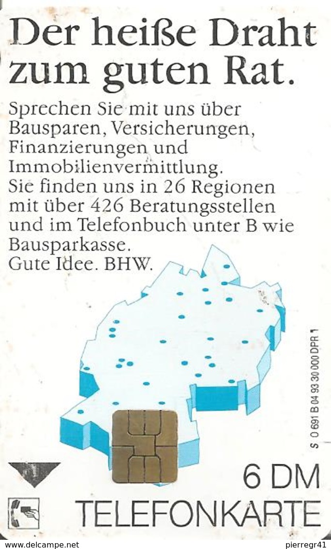 CARTE-PUCE-1993-ALLEMAGNE-SO6-6DM-BHW BANK-30000Ex-TBE - S-Series : Tills With Third Part Ads
