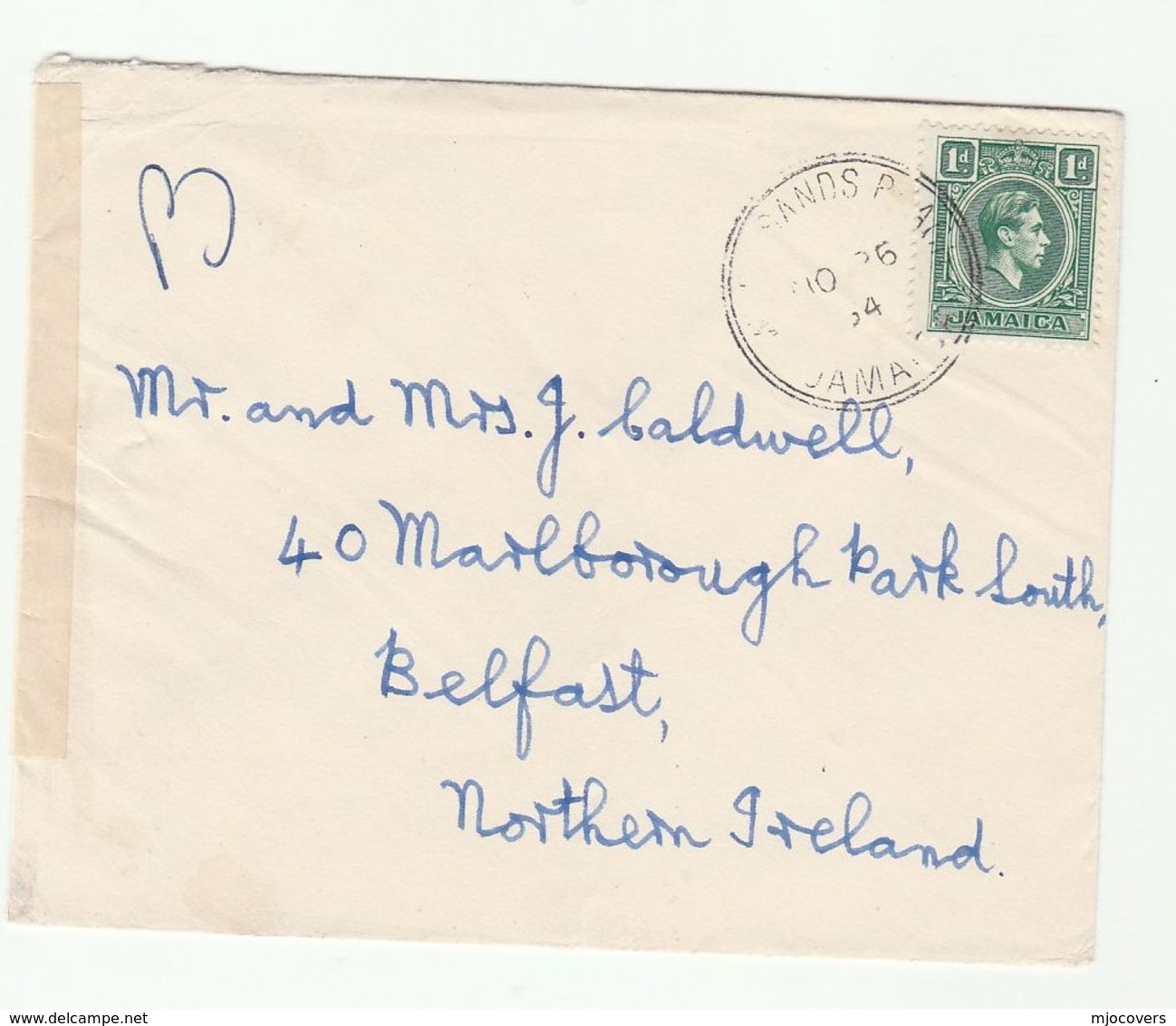 1954 JAMAICA COVER To BELFAST Then REDIRECTED BY COURIER Northern Ireland Gb Gvi Stamps - Jamaica (...-1961)