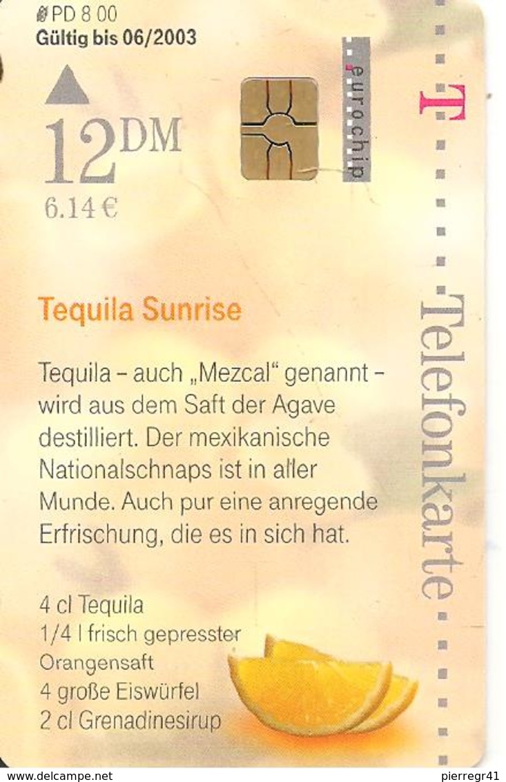 -CARTE-PUCE-ALLEMAGNE-12DM-6,14€-06/2003-GEM6-COCKTAIL-TEQUILA SUNRISE-TBE - Alimentation