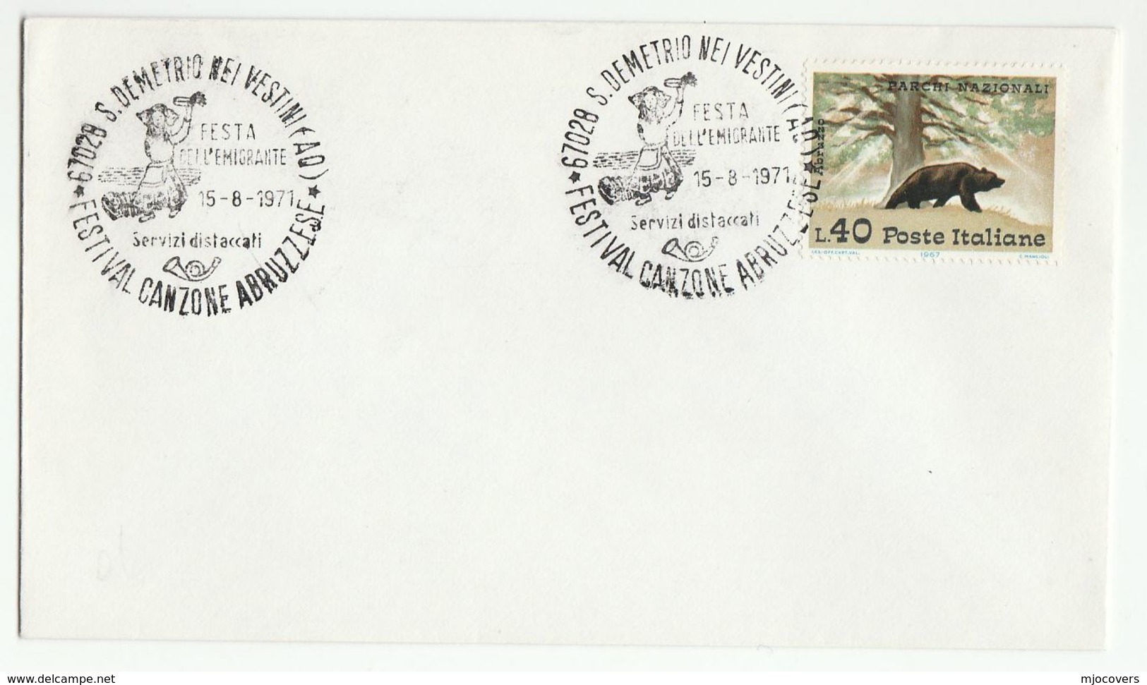 1971 S DEMETRO Nei Vetsini LUXEMBOURG  FESTA  DEL L'EMIGRANTE EVENT COVER  Stamps Bear Costume - Lettres & Documents