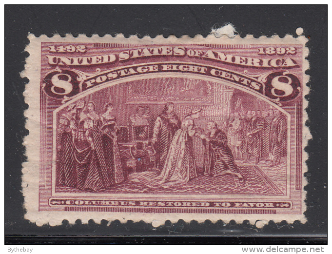 USA 1893 MH Scott #236 8c Columbus Restored To Favor - Tear, Cracked Gum - Unused Stamps