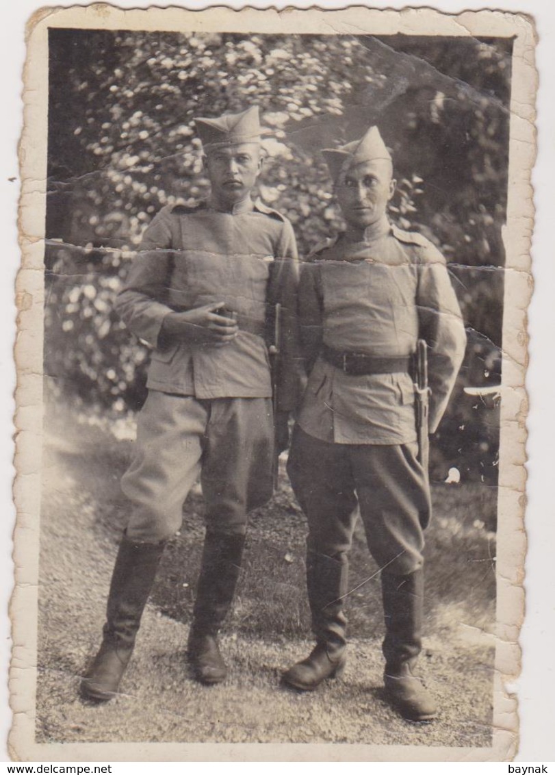 SERBIA , KINGDOM OF YUGOSLAVIA   -- SERBIAN ARMY, BAYONET  --  ORIGINAL PHOTO   8,5 Cm X 5,8 Cm - Sonstige & Ohne Zuordnung