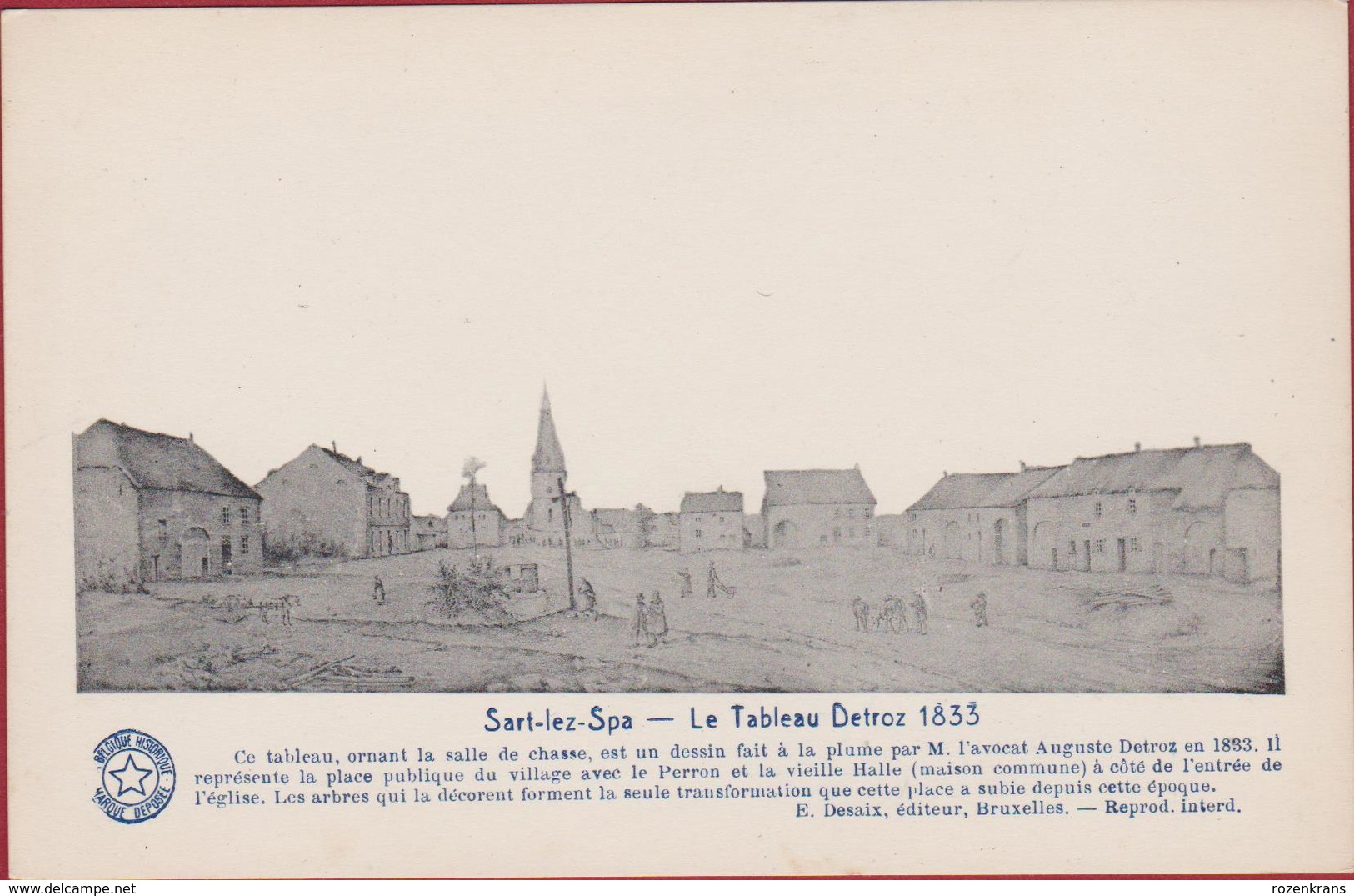 Sart-lez-Spa La Place Du Marché En 1833 ( Dessin A. Detroz ) Jalhay Les - Jalhay