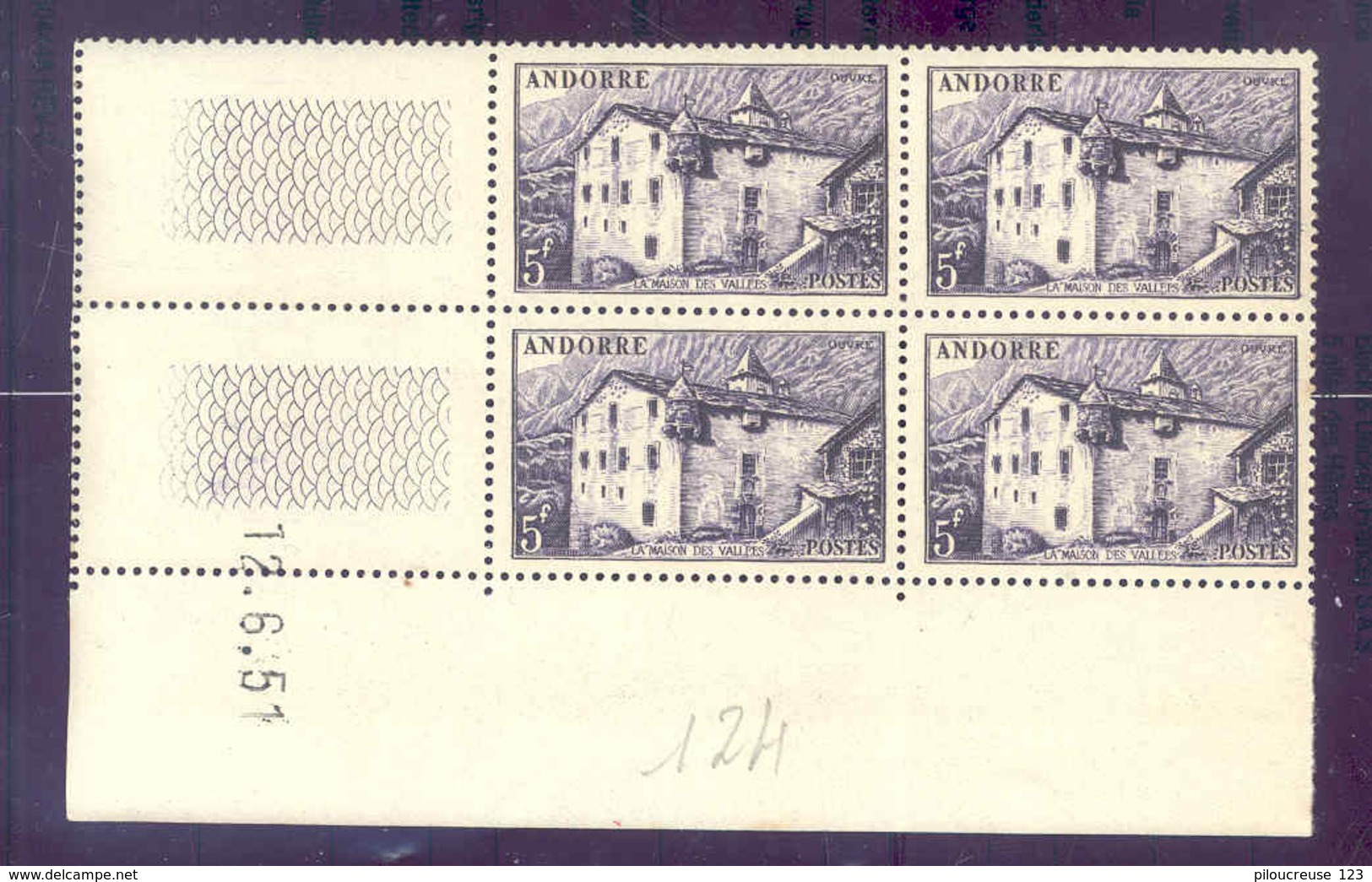 ANDORRE FRANCAIS - YT 124 - CD De 4 TP ** -  Du 12/06/1951 - Airmail