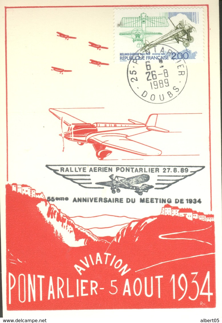 Pontarlier Aviation - 5 Août 1934 - Carte D'origine  - Rallye Aérien Pour Le 55ème Anniversaire Du Meeting De 1934 - Aviación