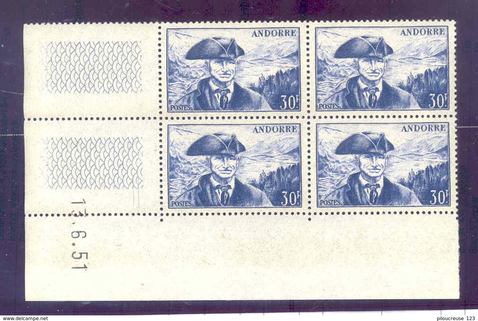 ANDORRE FRANCAIS - YT 137- CD De 4 TP ** -  Du 13/06/1951 - Poste Aérienne