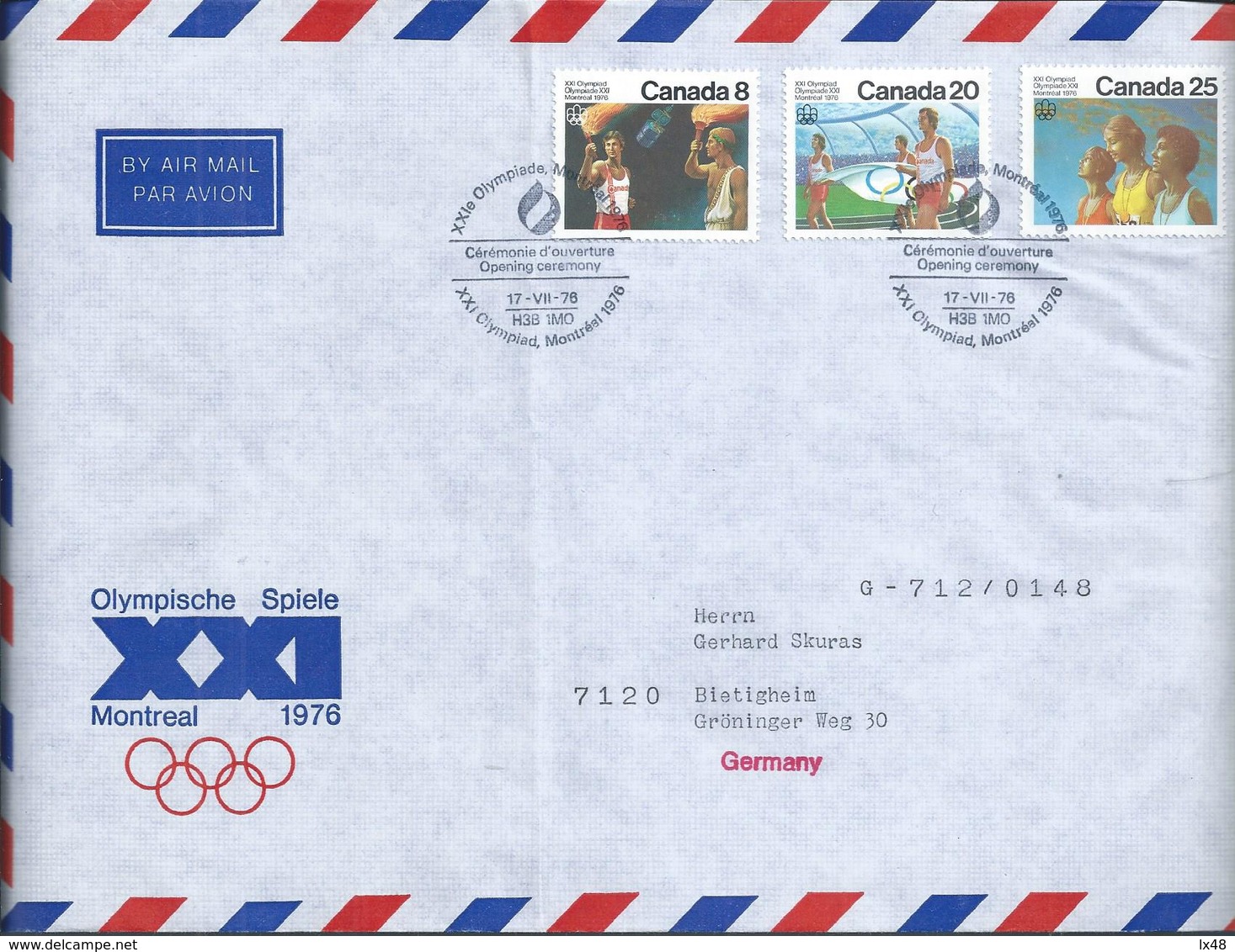 XXI Olympiad Of Montreal 1976. Opening Olympiad 17/07/1976. Olympic Stadium. Flag Olympic Games. Olympiade Montreal. - Estate 1976: Montreal
