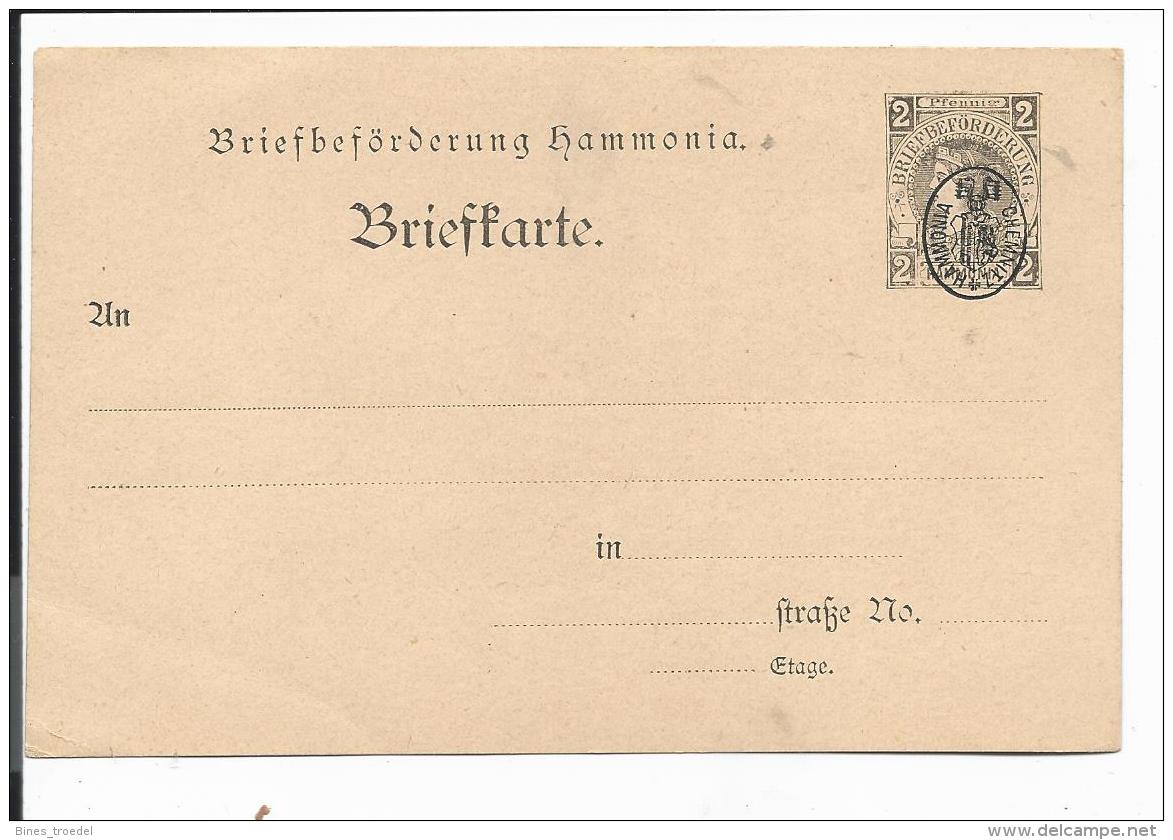 Stadtpost Chemnitz P** - 2 Pf  Hammonia-Karte M. Wappenaufdruck - Correos Privados & Locales