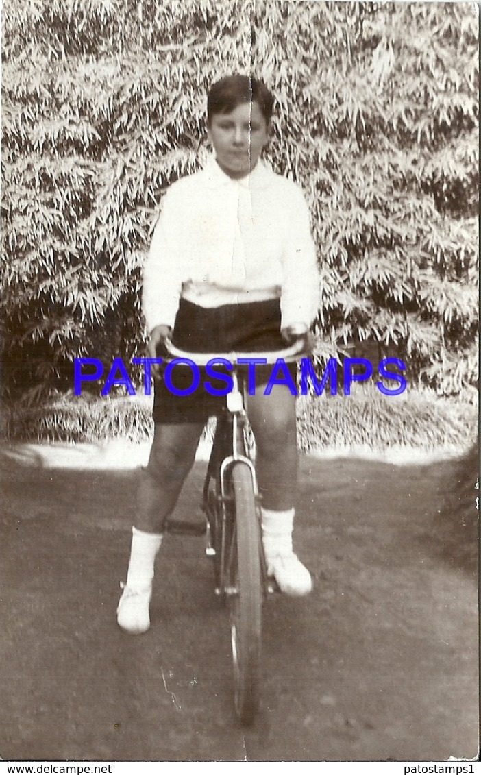 90999 REAL PHOTO BOY IN BICYCLE BIKE POSTAL POSTCARD - Altri & Non Classificati